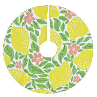 Saia Para Árvore De Natal De Poliéster Limão Citrus Summer Vintage Patterno