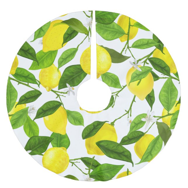 Saia Para Árvore De Natal De Poliéster Limão de Aquarela (Frente)