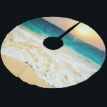 Saia Para Árvore De Natal De Poliéster Linda Foto Sunset Summer Beach<br><div class="desc">Este armário inspirador, areia praia mar e céu brilhando por sol cria um tranquilo relaxante decor do humor de verão. Fotografia do oceano de horizonte temporal de praia tropical panorâmica, cheia de belos ouros vibrantes e cor laranja do pôr do sol, azul e turquesa da água do mar, com gaivota...</div>