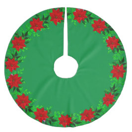 Saia Para Árvore De Natal De Poliéster Linda Poinsettia Flower Garland em Verde