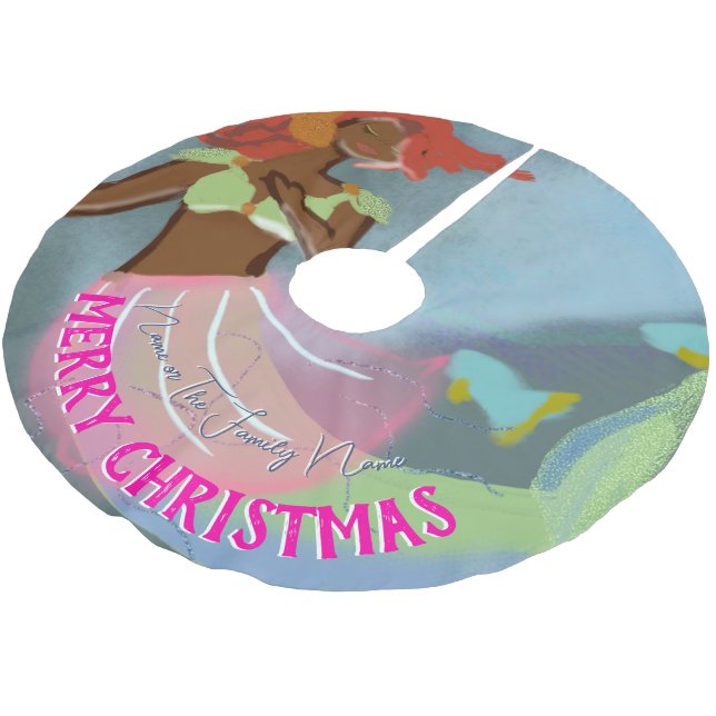 Saia Para Árvore De Natal De Poliéster Linda Sereia do Mar Tropical Personalizada (Inclinado)