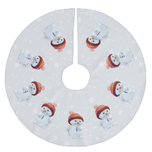 Saia Para Árvore De Natal De Poliéster Lindo mandala de boneco de neve e flocos de neve e