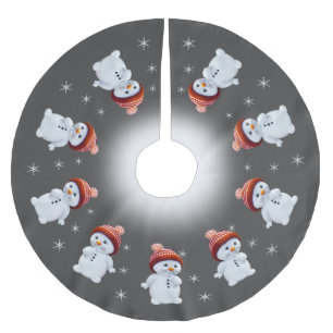 Saia Para Árvore De Natal De Poliéster Lindo mandala de boneco de neve & flocos de neve e