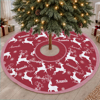 Saia Para Árvore De Natal De Poliéster Lindo Natal Rena Repetindo Nome Veado Vermelho