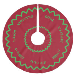 Saia Para Árvore De Natal De Poliéster Lindo Tapete de Árvore Vermelho e Verde com Nomes