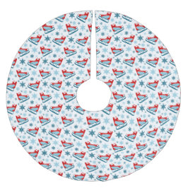 SAIA PARA ÁRVORE DE NATAL DE POLIÉSTER LINHAS DE SKATES DE GELO DE INVERNO BRANCO VERMELH