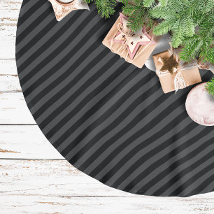 Saia Para Árvore De Natal De Poliéster Listras Diagonais Finas Pretas e Fumaça Simples