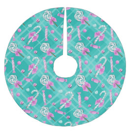 SAIA PARA ÁRVORE DE NATAL DE POLIÉSTER LOLÍPPIAS VERDES E PURPAS DE FERIADO E CANDITA