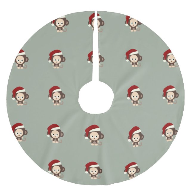 Saia Para Árvore De Natal De Poliéster Macaco de Natal (Frente)
