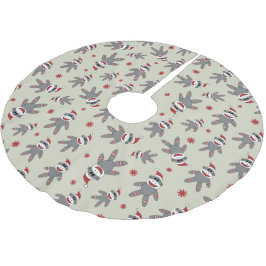 Saia Para Árvore De Natal De Poliéster Macaco-Meia com o Natal Padrão de Chapéu