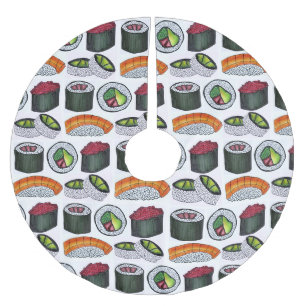 Saia Para Árvore De Natal De Poliéster Maki Comida Japonesa Sushi Rolls Spicy Tuna Avocad