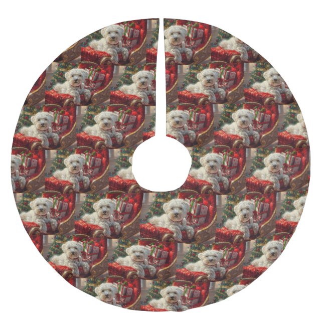 Saia Para Árvore De Natal De Poliéster Maltês - Natal Festivo (Frente)
