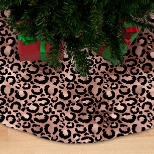 Saia Para Árvore De Natal De Poliéster Manchas-leopardo rosa Douradas e Pretas