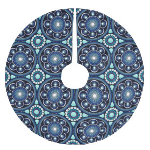 Saia Para Árvore De Natal De Poliéster Mandala Aqua Diafonada Chic Elegant Buterflies B