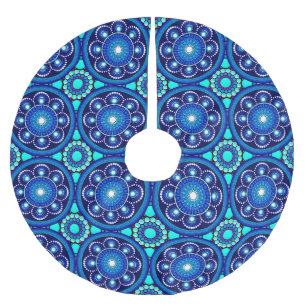 Saia Para Árvore De Natal De Poliéster Mandala Aqua Diafronous Chic Elegant Buterflies