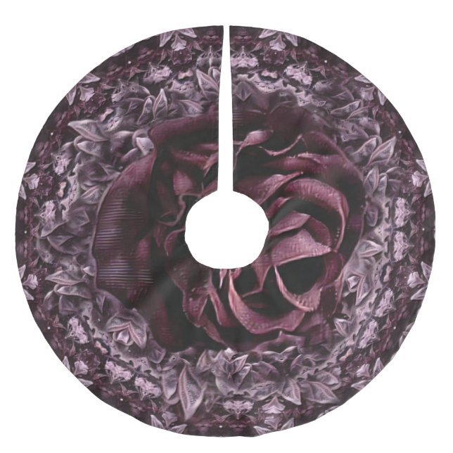 Saia Para Árvore De Natal De Poliéster Mandala de Rosa  (Frente)