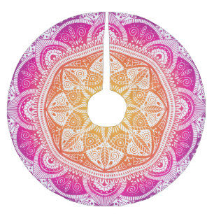 Saia Para Árvore De Natal De Poliéster Mandala floral fundamental: vindima colorida.
