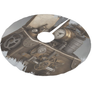 Saia Para Árvore De Natal De Poliéster Máquina do Tempo Steampunk - Treasure Chest Vintag
