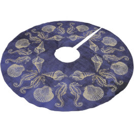 Saia Para Árvore De Natal De Poliéster Mar Dourado azul Shell da praia da casa de campo