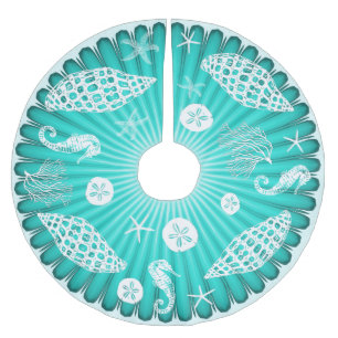 Saia Para Árvore De Natal De Poliéster Marinha Verde Marinha do Mar Natal