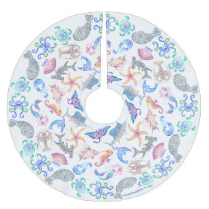 Saia Para Árvore De Natal De Poliéster Marinho