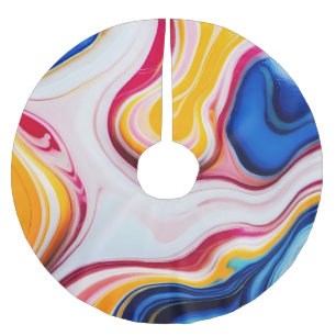 Saia Para Árvore De Natal De Poliéster Mármore azul-preto-branco-cor-de-rosa