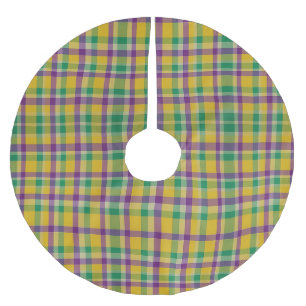Saia Para Árvore De Natal De Poliéster Medalha colorida Mardi Gras Gingham
