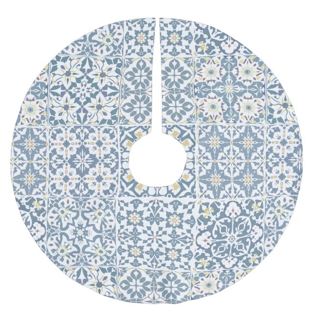 Saia Para Árvore De Natal De Poliéster Mediterranean Tiles, Moroccan, Majolica, Azulejo (Frente)