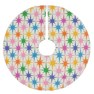 Saia Para Árvore De Natal De Poliéster Meio século Colorido de Starbursts Retro Moderno