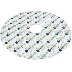 Saia Para Árvore De Natal De Poliéster Meio século de Árvore de Natal Funky Retro Abstrat