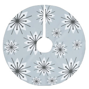 Saia Para Árvore De Natal De Poliéster Meio século Moderno Flocos de Neve Prata