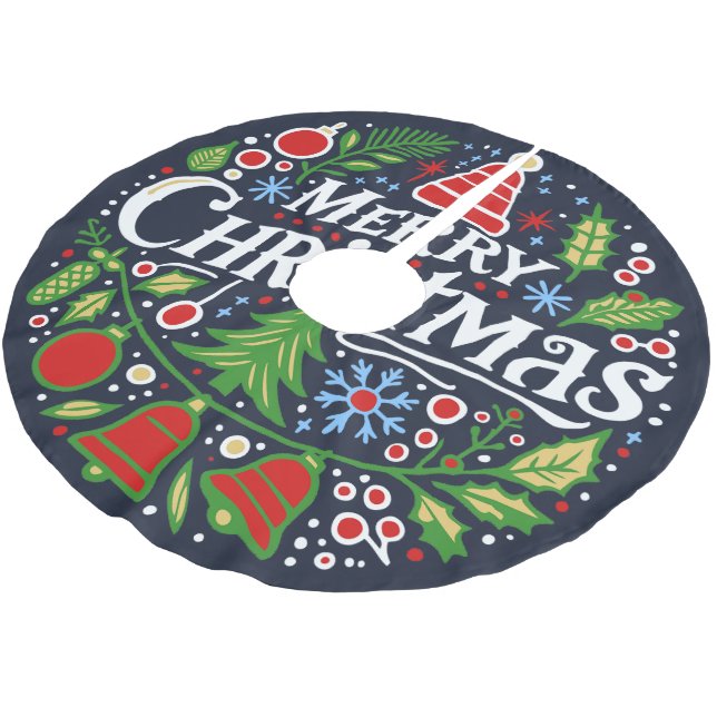 Saia Para Árvore De Natal De Poliéster Merry Christmas 3 (Inclinado)