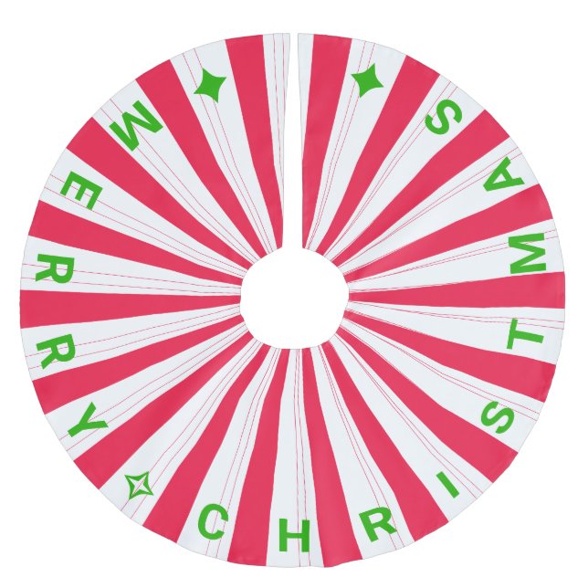 Saia Para Árvore De Natal De Poliéster Merry Christmas Candy Cane Stripe (Frente)