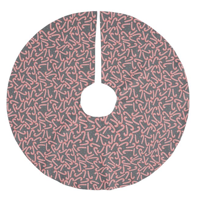 Saia Para Árvore De Natal De Poliéster Merry Natal Peppermint Candy Canes Snowflakes (Frente)