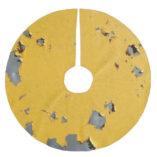 Saia Para Árvore De Natal De Poliéster Metal amarelo rachado: textura suja.