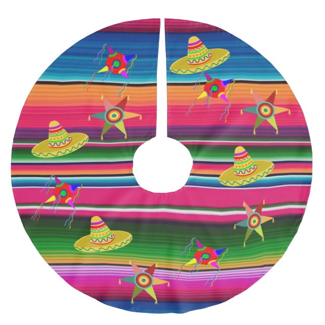 Saia Para Árvore De Natal De Poliéster México - Banheiras de Serape Mexicano - Natal (Frente)