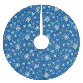 Saia Para Árvore De Natal De Poliéster Mid-Century Snowflakes Galore On Blue
