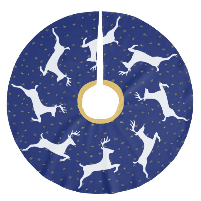 Saia Para Árvore De Natal De Poliéster Midnight Reindeer (Frente)