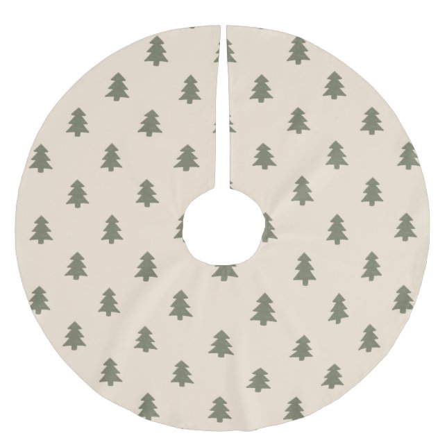 Saia Para Árvore De Natal De Poliéster Minimalist Pine Tree Neutral Boho Farmhouse Beige (Frente)