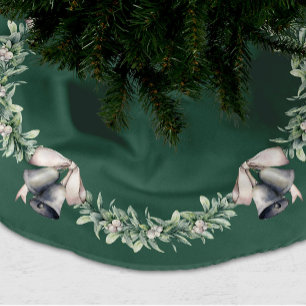 Saia Para Árvore De Natal De Poliéster Mistletoe Silver Balls Green