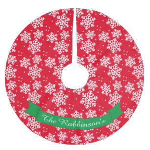 Saia Para Árvore De Natal De Poliéster Modelo de Bandana com Padrão de Floco de Neve Verm
