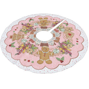 Saia Para Árvore De Natal De Poliéster Modelo Gingerpão rosa Treeskirt