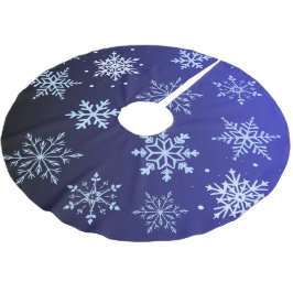 Saia Para Árvore De Natal De Poliéster Modern Blue Snowflakes 