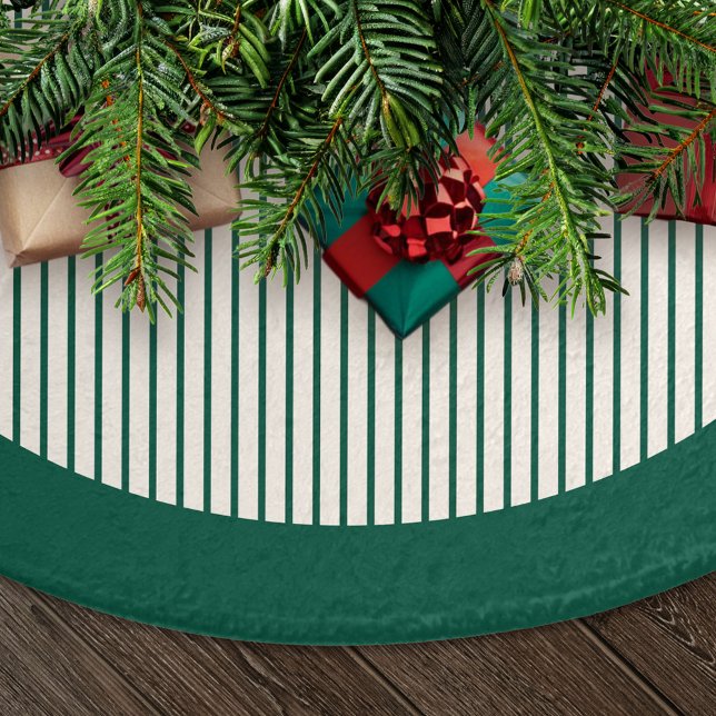 Saia Para Árvore De Natal De Poliéster Modern Green Stripes Christmas (Criador carregado)