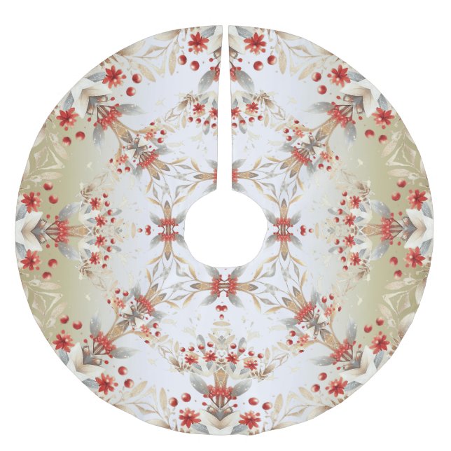 Saia Para Árvore De Natal De Poliéster Modern Holiday Flowers Tree Skirt (Frente)