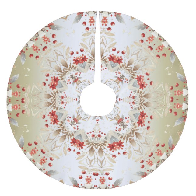 Saia Para Árvore De Natal De Poliéster Modern Holiday Flowers Tree Skirt (Frente)