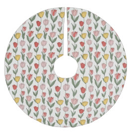 Saia Para Árvore De Natal De Poliéster Modern Tulip Floral Pattern Soft Botanical Spring