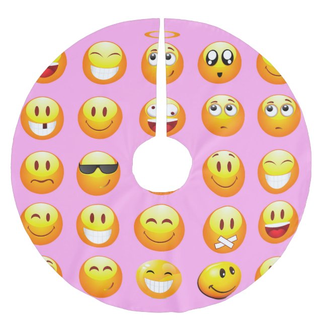 Saia Para Árvore De Natal De Poliéster moji de natal pastel rosa (Frente)
