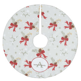 Saia Para Árvore De Natal De Poliéster Monograma da família natalícia dos Arcos vermelhos