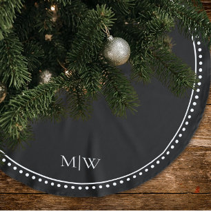 Saia Para Árvore De Natal De Poliéster Monograma de Casais Minimalistas Preto Feriado